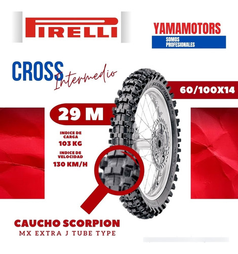 Caucho Moto Pirelli 60/100x14 Scorpion Mx Front Cross Interm