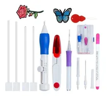 Comprar Kit Completo Agulha Mágica Caneta Para Bordar Ponto Russo