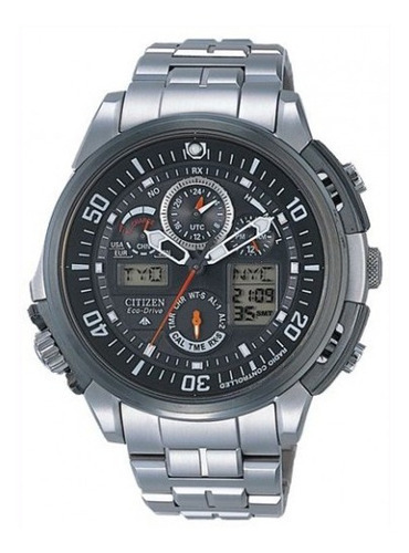 Reloj Citizen Hombre Promaster Skyhawk Eco Drive Jy800050e Color de la malla Plateado Color del bisel Gris oscuro Color del fondo Gris oscuro