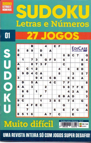 Libro Sudoku Letras E Numeros Muito Dificil Vol 01 De Edicas