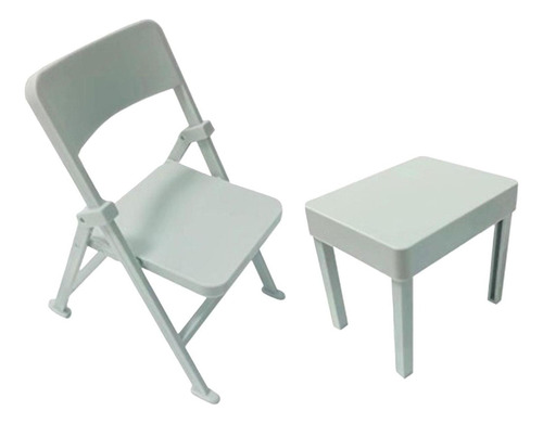 Silla De Mesa En Miniatura A Escala 1:12, Silla Gris Claro