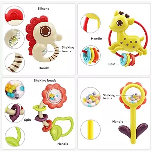 Juguetes para bebés de 0 a 6 meses – Juego de sonajeros para bebés,  juguetes para bebés de 0 a 6 a 12 meses, juguetes sensoriales para la  dentición
