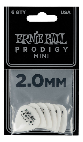 6 Plumillas Ernie Ball Prodigy Mini Blanca 2.00 Mm 9203