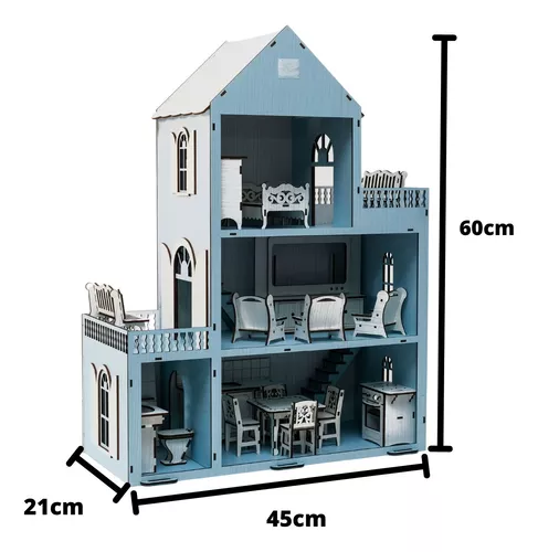 Casa Casinha De Boneca Mdf 26 Miniaturas + Rack P/ Celular Rosa - Perli  Designer