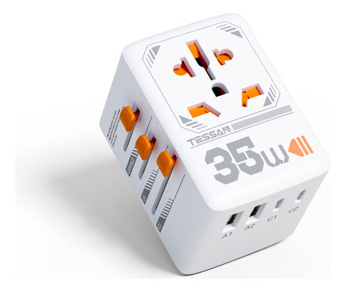 Adaptador De Enchufe Internacional De 35 W Con 3 Usb C+2 Usb