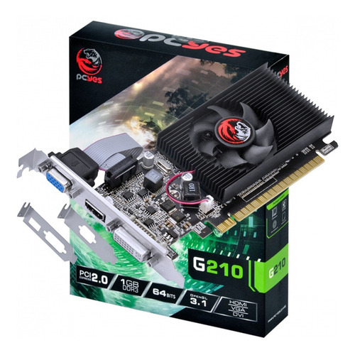 Imagem 8 de 8 de Placa De Video Nvidia Geforce Pcyes Gt 210 1gb Ddr3 64 Bits