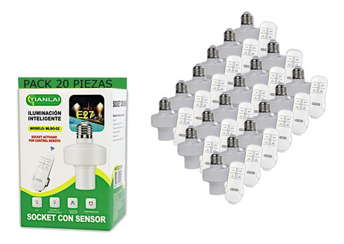 Socket Sensor Compatible Focos E27 Control Remoto 20 Piezas