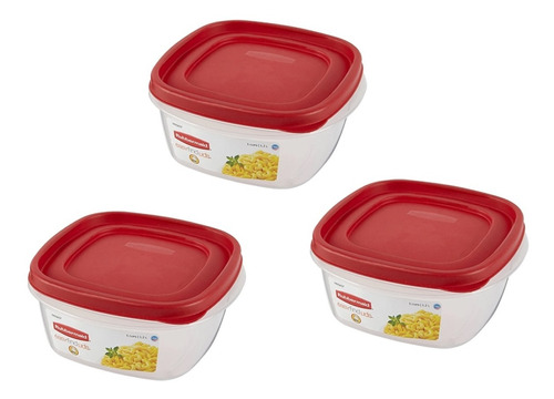 3 Contenedores Rubbermaid Easy Find Lids 1.2 L Original Usa