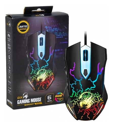 Ratón Gamer Genius Scorpion Spear Rgb 800-1600-2000 Dpi, color negro