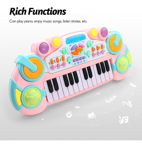Imagen 7 de 10 de 24 Teclado Piano Electrónico Para Niños Juguete Educativos