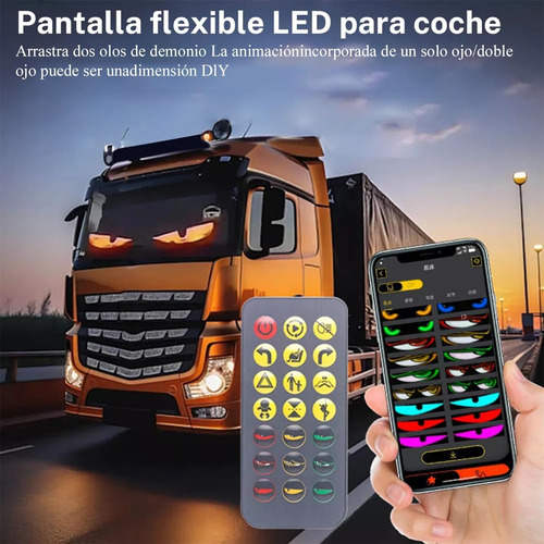 2pcs Programable Pantalla Flexible Led Devil Ojos 12x59.5cm Multicolor