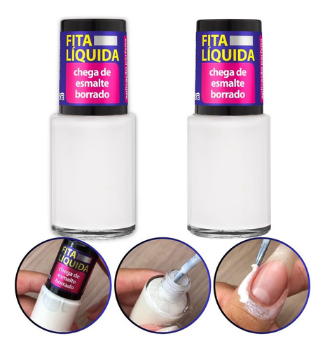 Kit 2 Fitas Líquidas Nunca Mais Esmalte Borrado Cora 9ml