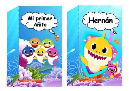 10 Bolsitas Golosineras Con Cierra Sticker Baby Shark Peces 