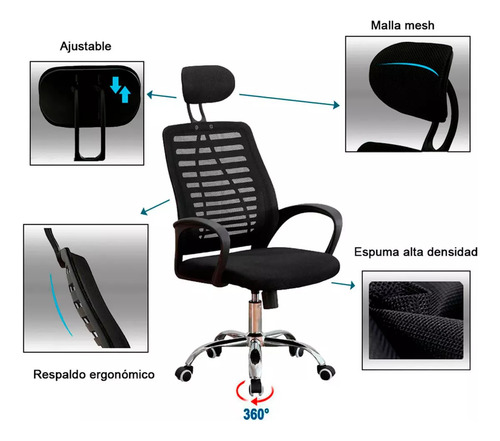 Silla Oficina Apoyacabeza Regulable Executive Plus Ff2410-3