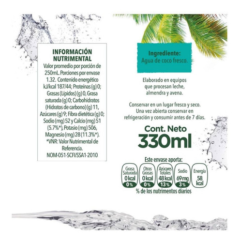 Agua De Coco Member's Mark 100% Natural 18 Piezas De 330 Ml