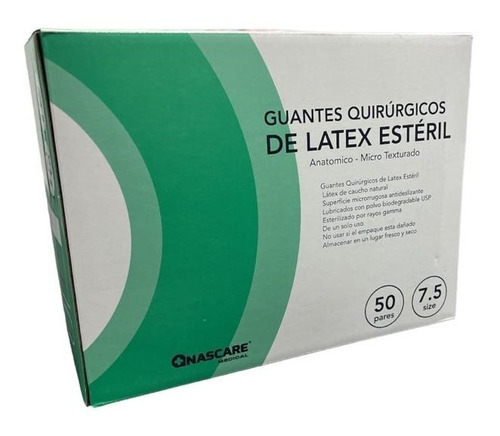 Guante Quirurgico Latex Esteril Con Polvo Nascare (10 Pares)