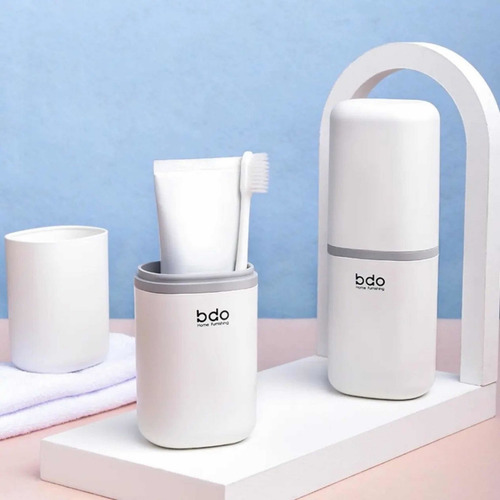 Estuche De Viaje Porta Cepillo Diente Plástico /vaso/ Blanco