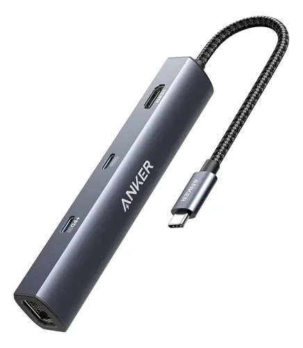 Foto real de Anker PowerExpand Hub USB-C 6 em 1 4K HDMI 65W PD