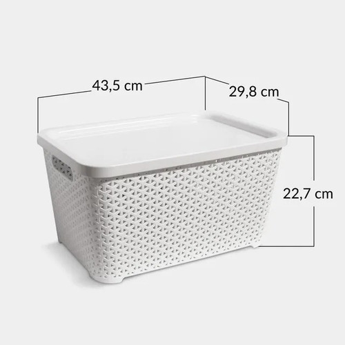 Imagen 4 de 10 de Canasto X2 Cestos Plásticos Ratán C/ Tapa Mediano Colombraro