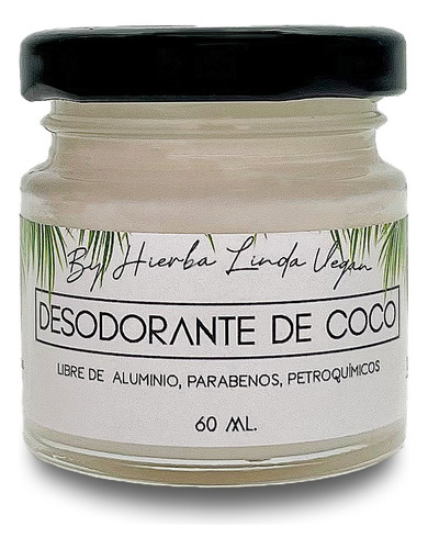 Desodorante Natural De Coco- Hierba Linda Vegan (60ml) 