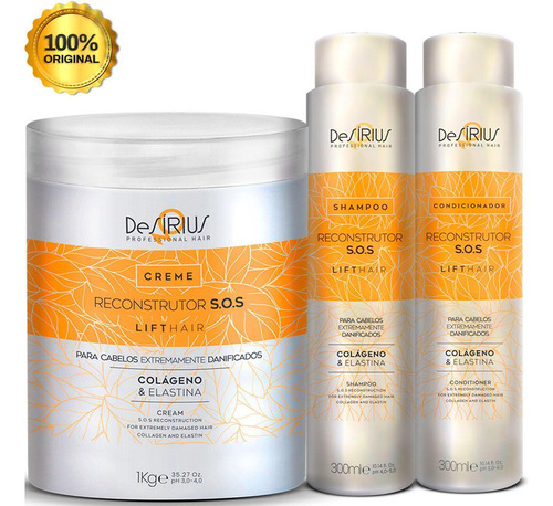 Kit Reconstrutor Creme Shampoo Condicionador Desirius 1,6l