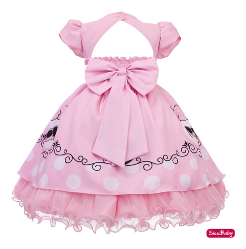 Vestido Infantil Minnie Rosa Princesa Aniversário Festa