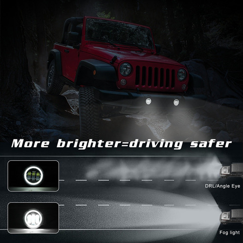 Faros Antiniebla Led E44 Pulgadas Halo Ring Work Light Para