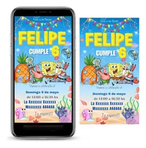 Comprar Invitación Digital Tarjeta Virtual Cumpleaños Bob Esponja