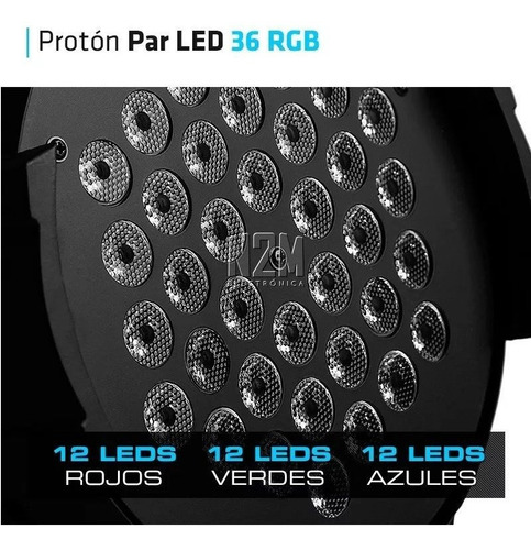 Proton Par 36 Led Rgb Audioritmico Alta Luminosidad Luces Dj