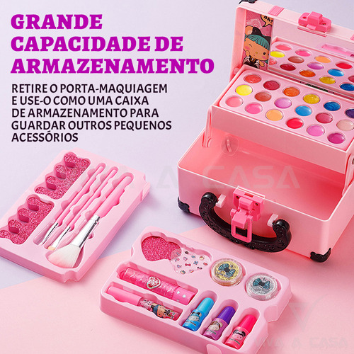 Maleta De Maquiagem Infantil Profissional Completa Lavável