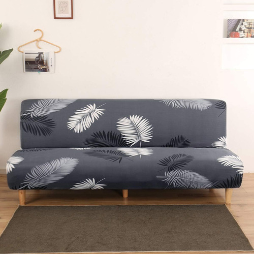 Funda Elástica Sofá Cama Sin Brazos, Estampado De Hoj...