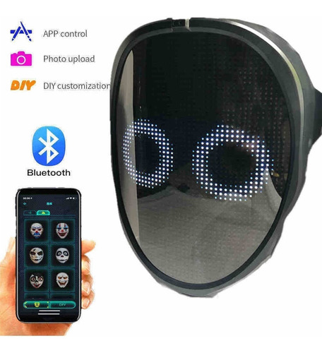 Bluetooth Rgb Light Up Led Máscara Diy Fiesta Halloween