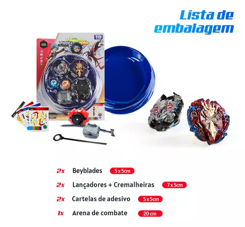 Kit 2 Beyblade Arena Preto Montavel Lançadores Cremalheira