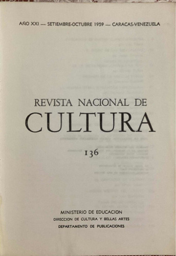 Revista Nacional De Cultura 136 Año 1959