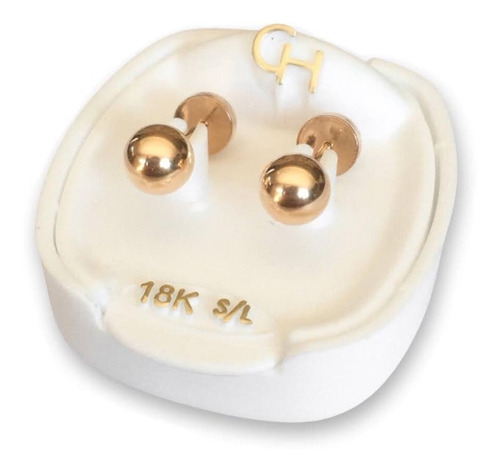 Abridores De Oro 18k Marca Ch  Bolita  6mm  Modelo 716