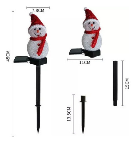 3 Peças De Decorações Solares Natal Jardim, Boneco De Neve