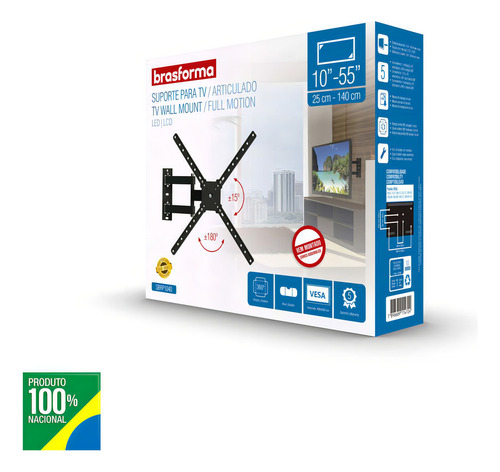 Soporte articulado para TV Brasforma Sbrp1040 de 10 a 55 pulgadas