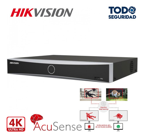 Nvr Ip Seguridad Hikvision 32ch 8mp 4k Full Hd Alarma Hdmi