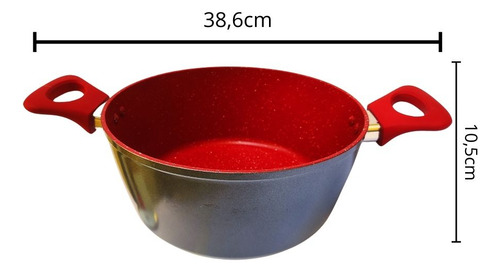 Panela Caçarola 24cm Antiaderente Sauté Vermelho Indução