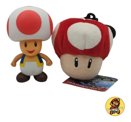 Figura Super Mario Toad Más Llavero Super Mushroom