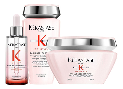 Kit Shampoo Mascarilla y Suero Tratamiento Para Cabello Debilitado Kerastase Genesis