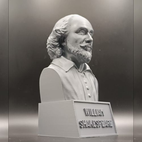 Escultura Busto William Shakespeare Escritor Ingles Cor Prateado