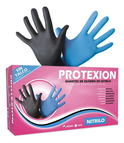 Guantes Protexion Nitrilo S Negro X 100und