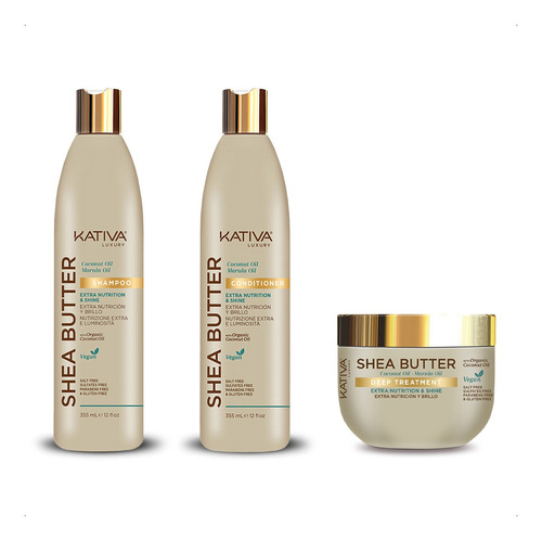 Kativa Kit Shampoo + Acond + Tratamiento Shea Butter Vegano