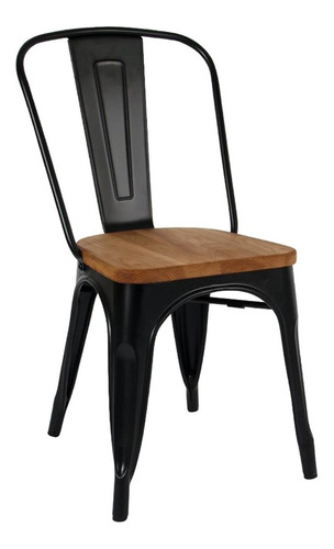 Pack 4 Sillas Metalicas Base Madera Tolix Comedor Bar Negra