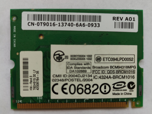 Tarjeta Inalámbrica Broadcom Bcm94318mpg Rev.4 Laptop Dell (Usado)