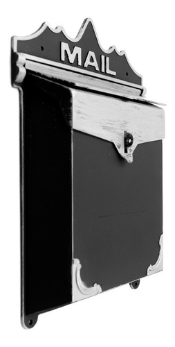 Imagen 2 de 4 de Buzon Antique Color Negro Con Gris Grabado Mail 2200 Grande