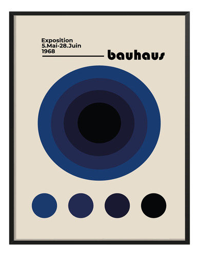 Poster Arte Minimalista Bauhaus Tonos Azul Exposition 80x60