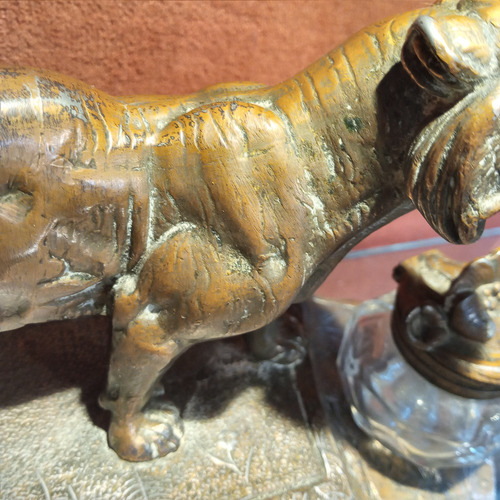 Escribania Antigua Artnouveau Figura Tigre Tintero Estatuill (Usado)