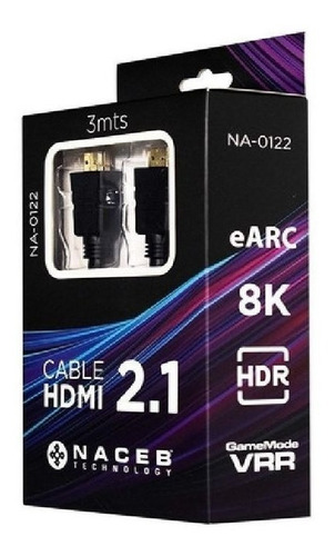 Cable Hdmi Naceb Technology Na-0122 3m 8k Hdmi Negro Video C